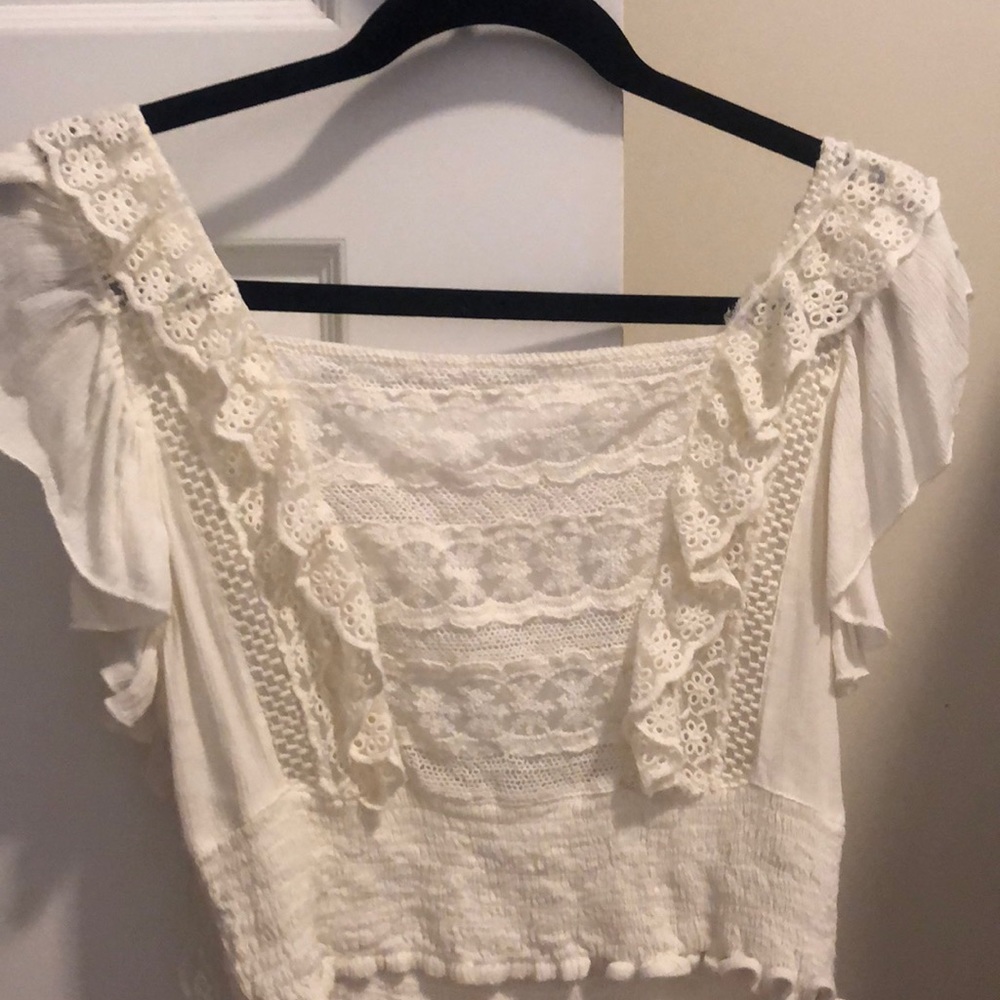 Free People beachy white lace top